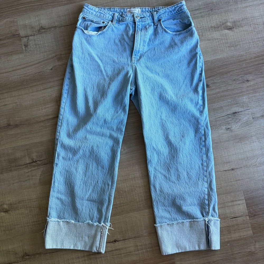 Abercrombie & Fitch Light Blue High-Rise Straight Jeans